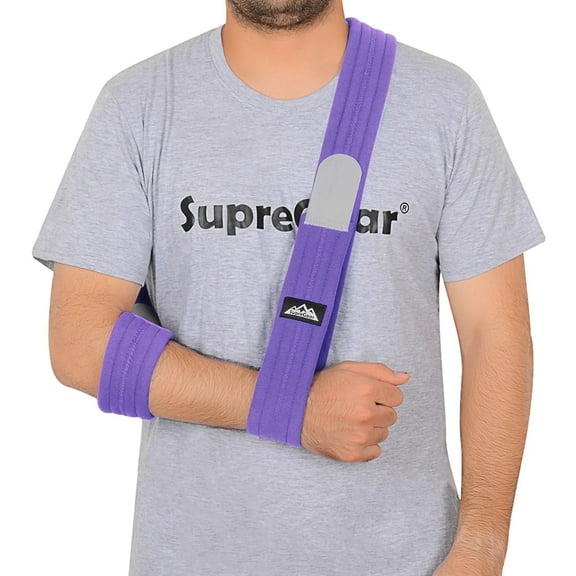 SupreGear Arm Sling, Adjustable Shoulder Support for Elbow, Lightweight for Men and Women, Purple