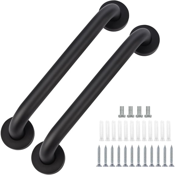 SupreGear 2 Pack Bathroom Grab Bar, 28" Wall-Mounted Non-Slip 201 Stainless Steel Hand Rail, Black