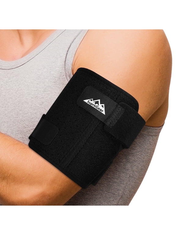 Bicep Compression Sleeve for Upper Arm & Tricep Support, Neoprene Brace, Black, S