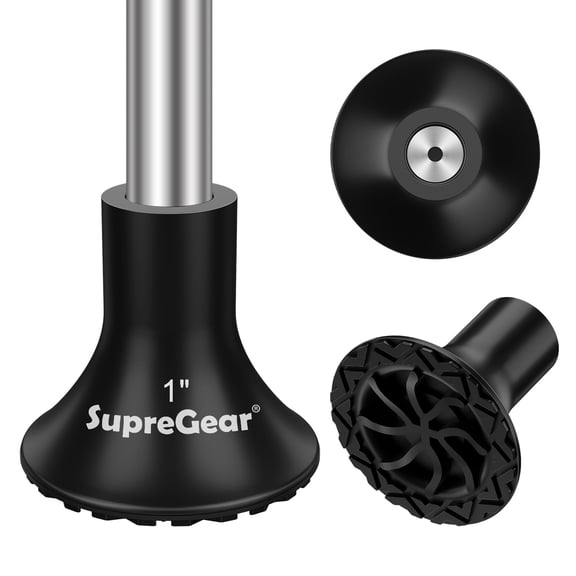 SupreGear 1 inch Walking Cane Tip Replacement, Non-Slip Rubber Feet with Stable Grip, Black