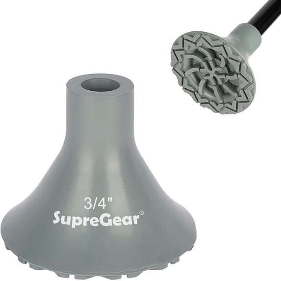 SupreGear 3/4 inch Cane Tip Replacement, Non-Slip Rubber Tips for Walking Canes, Gray