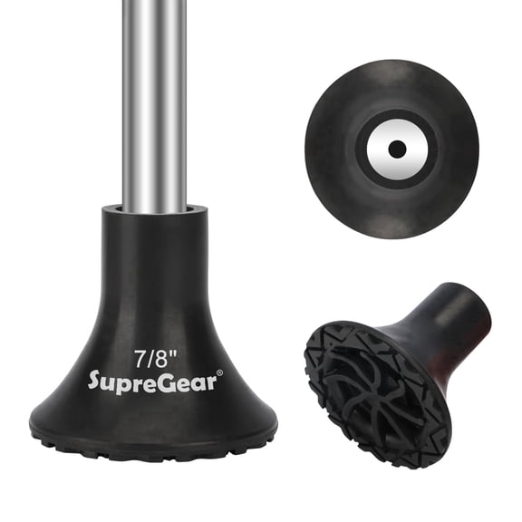 SupreGear 7/8 inch Walking Cane Tip Replacement, Non-Slip Rubber Feet with Stable Grip, Black