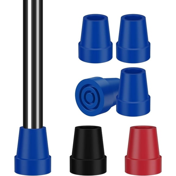 SupreGear 3/4 inch Cane Tips, Steel-Reinforced, Non-Slip Mobility Aid, 4 pack, Blue