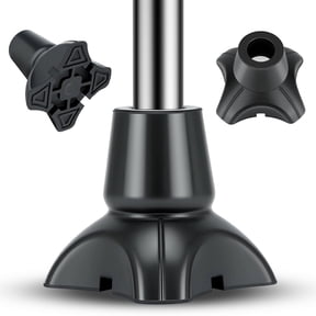 SupreGear Cane Tips 3/4", Small Quad Base Rubber Replacement, Non Slip 4-Prong Feet for Walking Canes 2-Pack Black