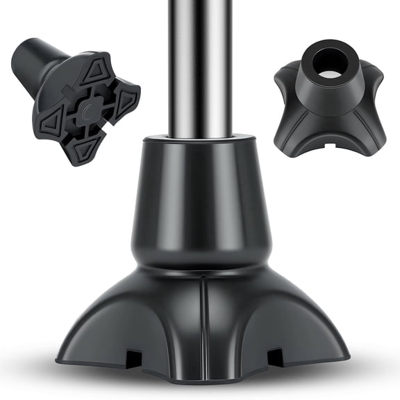 SupreGear Cane Tips 5/8", Small Quad Base Rubber Replacement, Non Slip 4-Prong Feet for Walking Canes 2-Pack Black