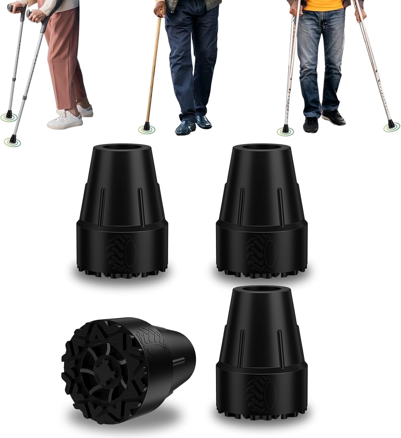 SupreGear Cane Tips 7/8 Inch Heavy Duty Rubber Anti-Slip Stability Grip ...