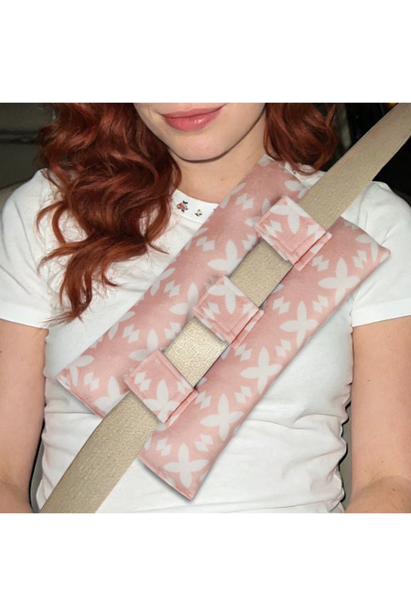 Adult Chest Seatbelt Pillow, Soft Minky Dot Cushion for Travel Comfort, Floral Pink