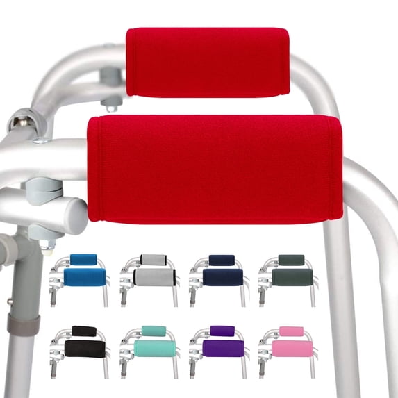 SupreGear Walker Grips (2-Pack), Soft Padded Non-Slip Cushions for Folding Walker Handles, Red