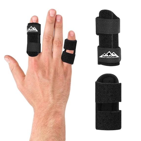 SupreGear Pinky Finger Support Brace, Adjustable Stabilizer, Comfort Fit, 2-Pack,Black