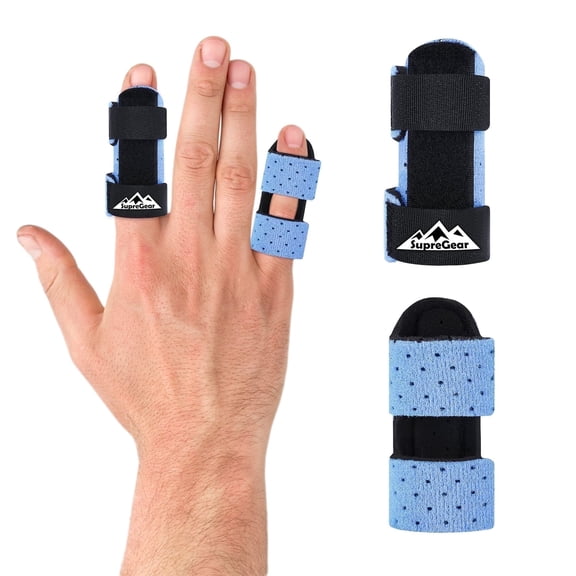 SupreGear Pinky Finger Support Brace, Adjustable Stabilizer, Comfort Fit, 2-Pack, Light Blue