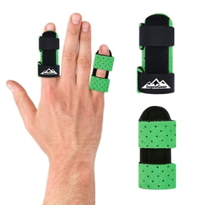 SupreGear Finger Support Brace, Adjustable Splint Stabilizer, 2-Pack, Green