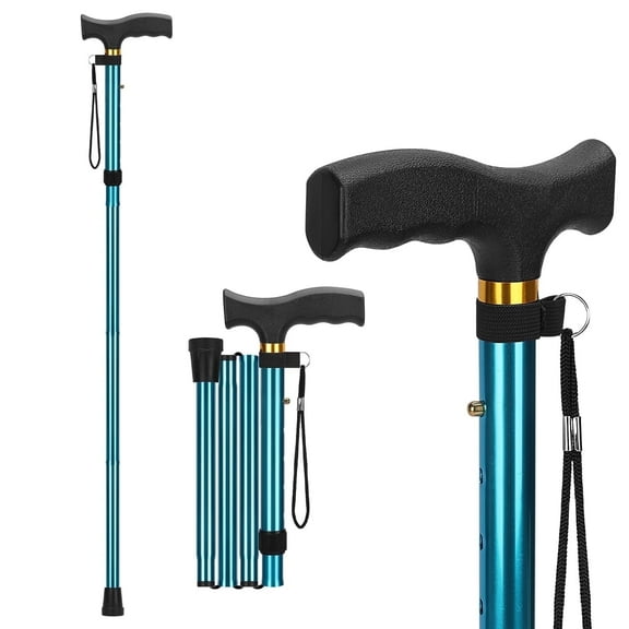 SupreGear Folding Collapsible Cane with T Handle, Lightweight Height Adjustable Walking Stick for Adults and Seniors