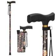 SupreGear Lightweight Folding Aluminum Walking Cane with Comfortable T-Handle for Adults and Seniors, Floral Black