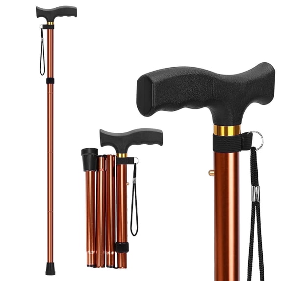 SupreGear Lightweight Folding Aluminum Walking Cane, T-Handle for Adults and Seniors, Khaki