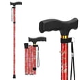 thumbnail image 1 of SupreGear Lightweight Folding Aluminum Walking Cane with Comfortable T-Handle for Adults and Seniors, Floral Red, 1 of 7