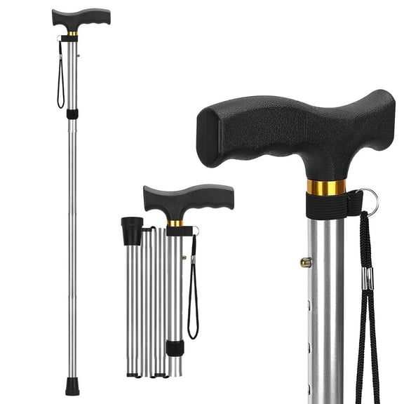 SupreGear Folding Collapsible Cane with T Handle, Lightweight Height Adjustable Walking stick