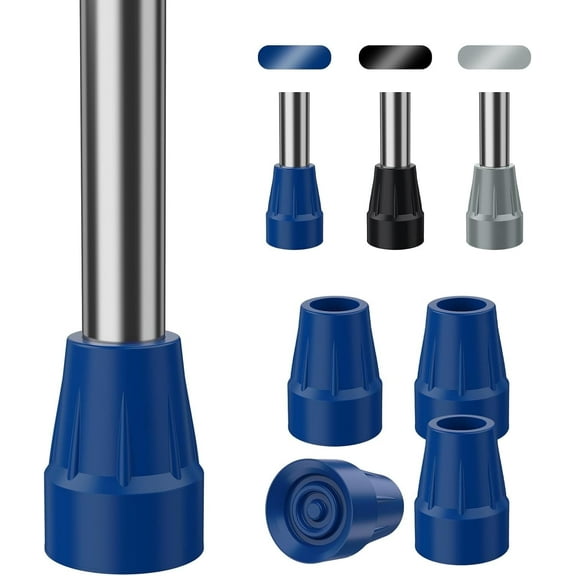 SupreGear Crutch Tips 7/8", Rubber Replacement Crutch and Cane Cap, 4-pack, Dark Blue