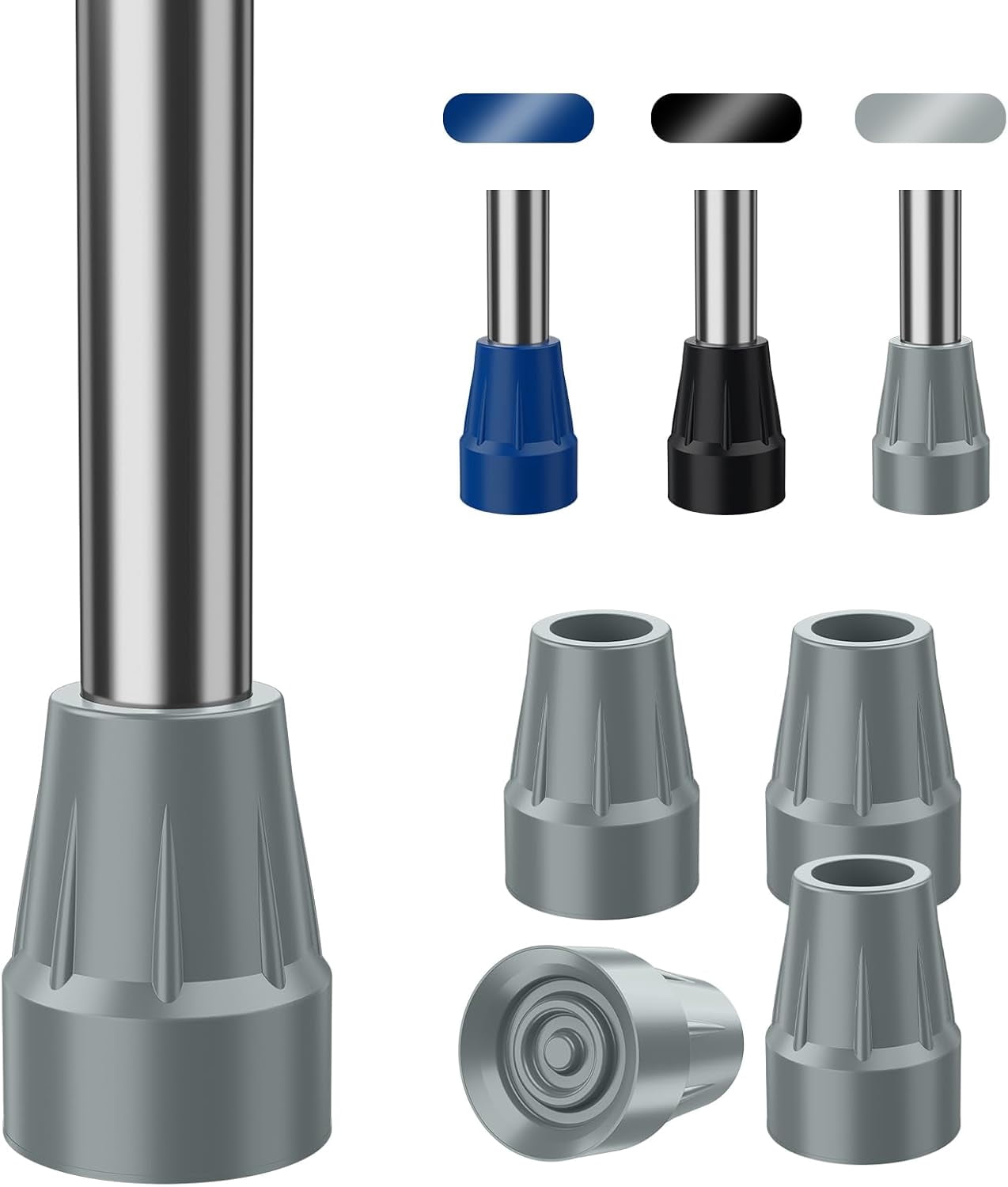 SupreGear Rubber Non-Slip Crutch Tips, Durable Replacement Feet for ...