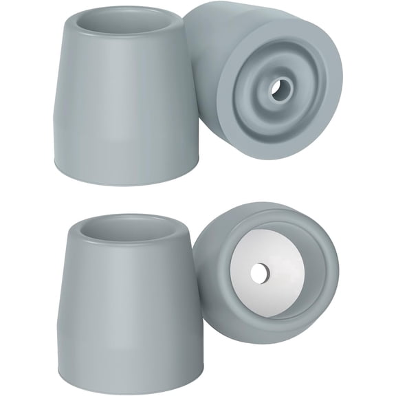 SupreGear Rubber Walker Replacement Tips, 1-1/8 in Non-Slip Leg Caps for Walkers and Frames Floor Protection, 4 Pack, Gray