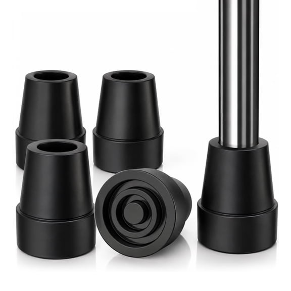 SupreGear Cane Tips 3/4 inch Rubber Non-Slip Traction Tip, 4 Pack for Walking Canes