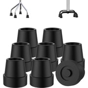 SupreGear 8-Pack Cane Tips, Non-Slip Rubber 1/2 Inch for Elderly & Disabled, Black Walking Aid