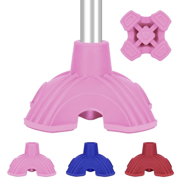 SupreGear 3/4 inch Quad Cane Tip, Anti-Slip Rubber Base, Durable Replacement Feet for Walking Sticks, Light Pink