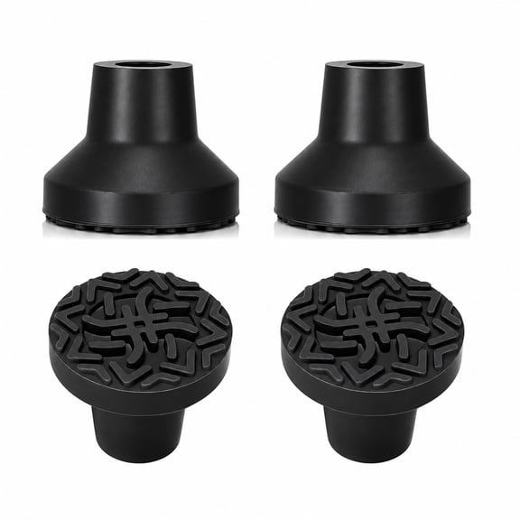 SupreGear Quad Cane Tips, 13 mm, 4 Pack, Rubber Feet with Textured Base, Black