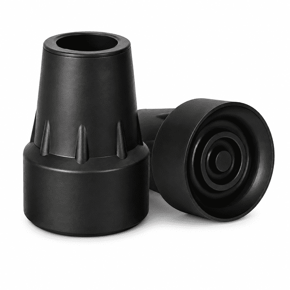 SupreGear Replacement Crutch Tips 7/8 Inch (22 mm), 2-Pack Rubber Feet Caps with Non-Slip Black Base