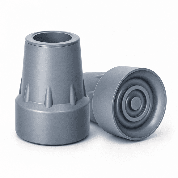 SupreGear Replacement Crutch Tips 7/8 Inch (22 mm), 2-Pack Rubber Feet Caps with Non-Slip Grey Base