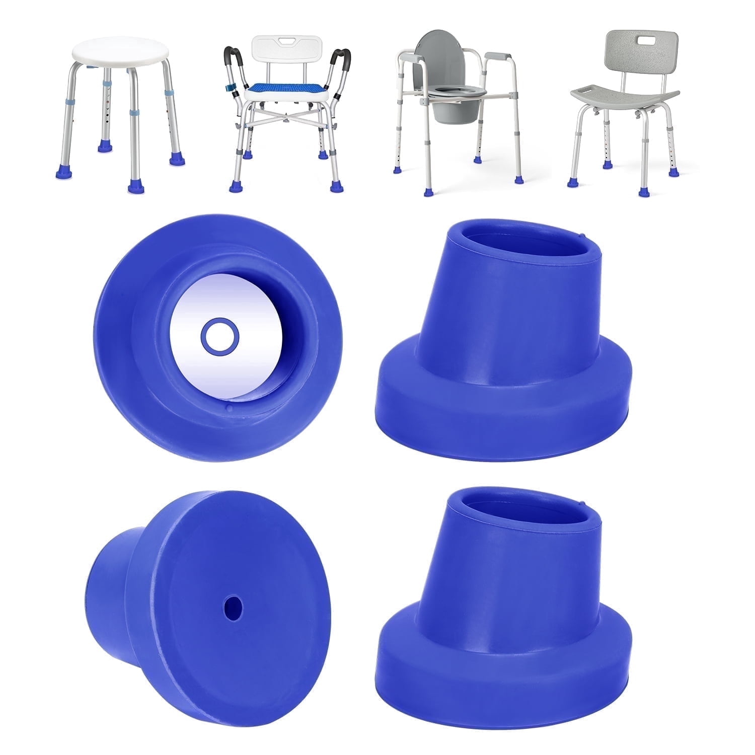 Cap Transfer Bench SupreGear Shower Chair Replacement Leg Caps, 1-1/8 Inch I.D. Rubber ...