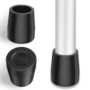 SupreGear Walker & Cane Rubber Tips 1-1/8 Inch Metal Insert Black 2-Pack Glide Caps