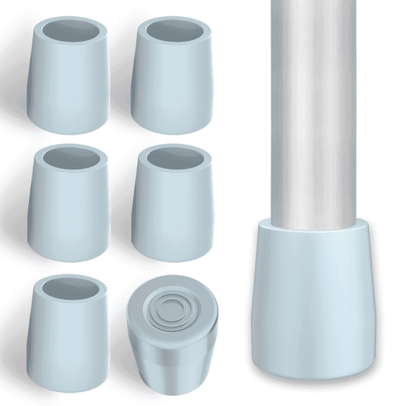 SupreGear Rubber Walker Tips, Non-Skid Glide Caps with Metal Insert, 1-1/8", Grey, 6-Pack