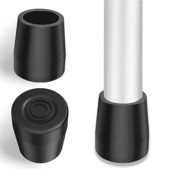 SupreGear Rubber Walker Tips, Non-Skid Glide Caps with Metal Insert, 1 Inch, Black, 2-Pack
