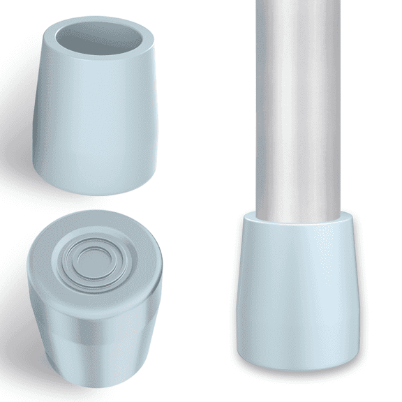 SupreGear Rubber Walker Tips with Metal Insert, Non-Skid Glide Caps, 1 Inch, Grey, 2-Pack