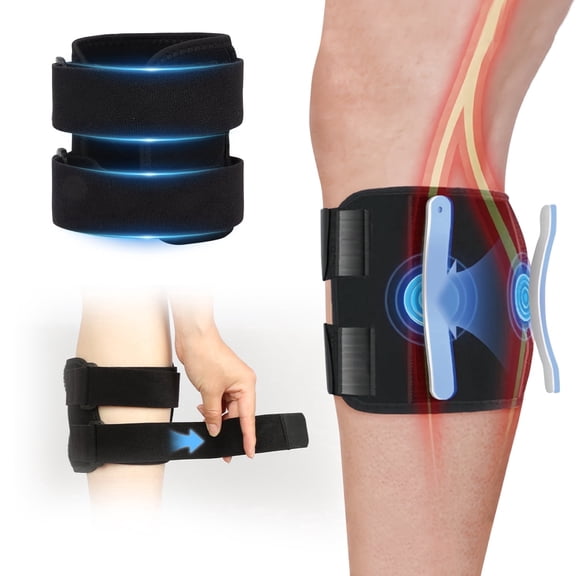 SupreGear Knee Brace with Adjustable Compression Pads, Black Support Wrap for Knee, Leg & Calf