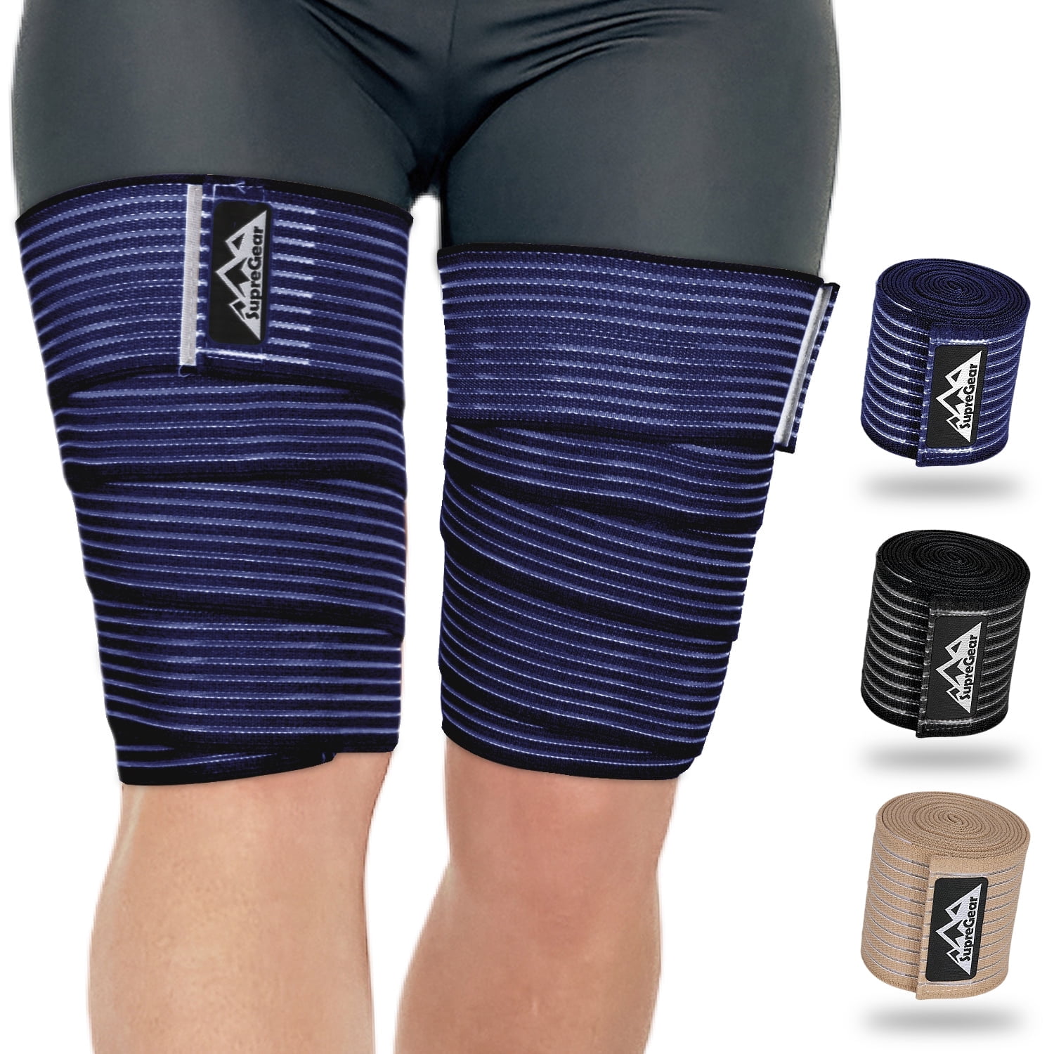 SupreGear Adjustable Thigh Compression Wraps 2-Pack for Leg Support ...