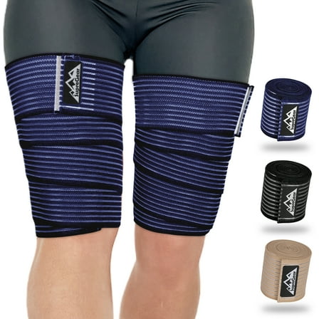 SupreGear 2-Pack Thigh Compression Wrap, Adjustable Leg Support Sleeves, Dark Blue, 59 in