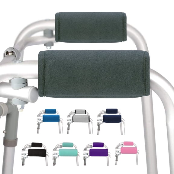 SupreGear Walker Grips (2-Pack), Soft Padded Non-Slip Cushions for Folding Walker Handles, Dark Grey