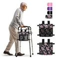 thumbnail image 1 of SupreGear Walker Side Bag, Water-Resistant Pouch, Hand-Free Storage for Folding Walkers, Seniors, Black Floral, 1 of 8