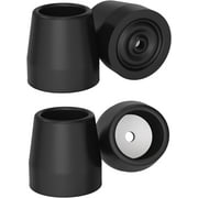 SupreGear Rubber Walker Replacement Tips, 1-1/8 in Non-Slip Leg Caps for Walkers and Frames Floor Protection, 4 Pack, Black
