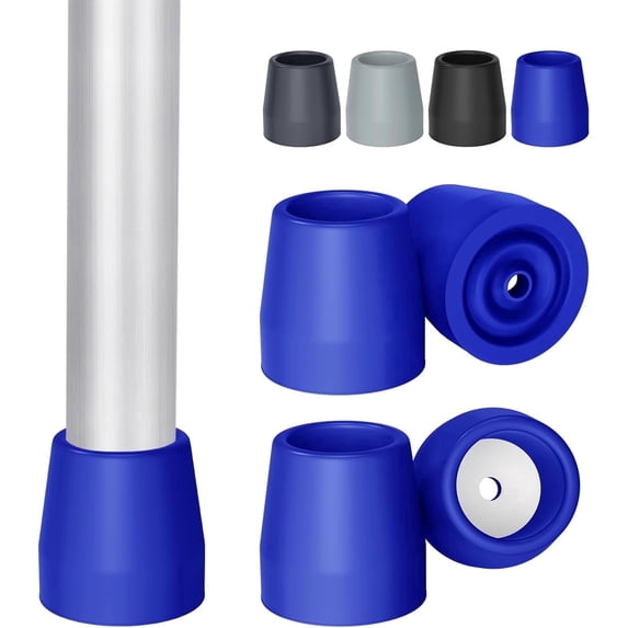 SupreGear 1-1/8" Rubber Walker Tips for Walkers, 4-Pack Replacement Caps for Commode Chairs, Blue