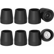 SupreGear Rubber Walker Replacement Tips, 1-1/8 in Non-Slip Leg Caps for Walkers and Frames Floor Protection, 8 Pack, Black