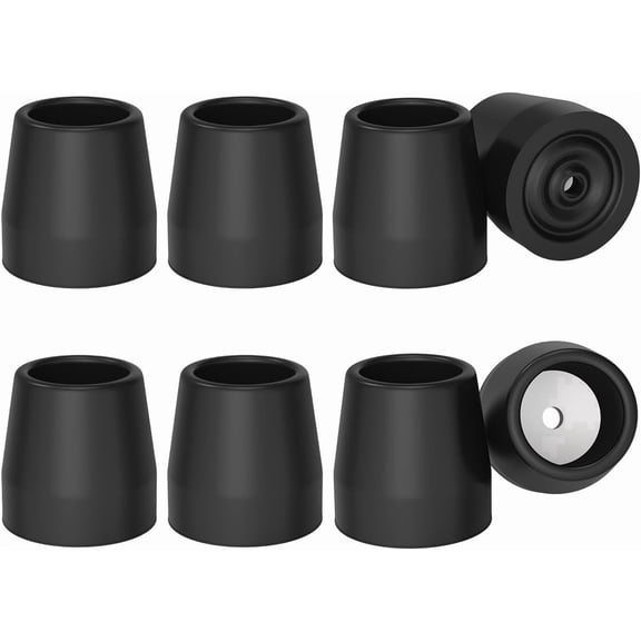 SupreGear Rubber Walker Replacement Tips, 1 in Non-Slip Leg Caps for Walkers and Frames Floor Protection, 8 Pack, Black