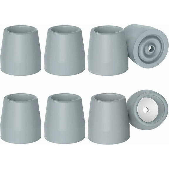 SupreGear 8-Pack 1-1/8" Heavy Duty Rubber Walker Tips for Walkers and Commodes, Gray