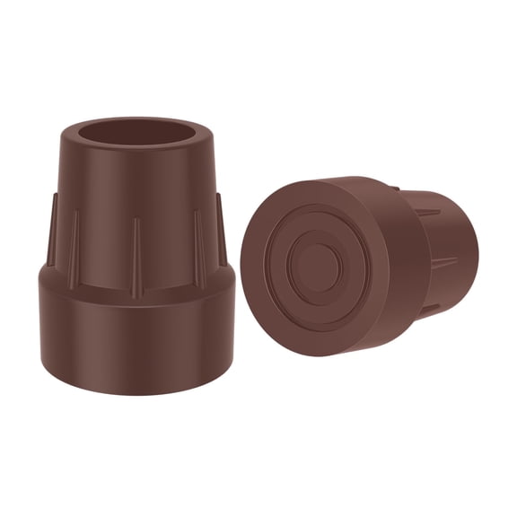 SupreGear 2-Pack Cane Tip Replacement Caps, 1 inch Heavy-Duty Non-Slip Rubber, Brown