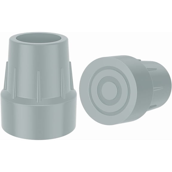 SupreGear Cane Tips, 2-Pack, 1-Inch Heavy-Duty Non-Slip Rubber Replacement Caps for Walking Sticks,Grey