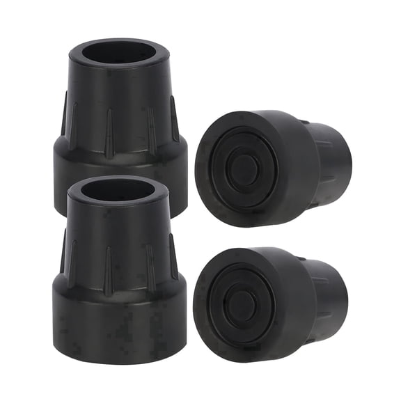 SupreGear 4-Pack Cane Tip Replacement Caps, 1 Inch Heavy-Duty Non-Slip Rubber, Black