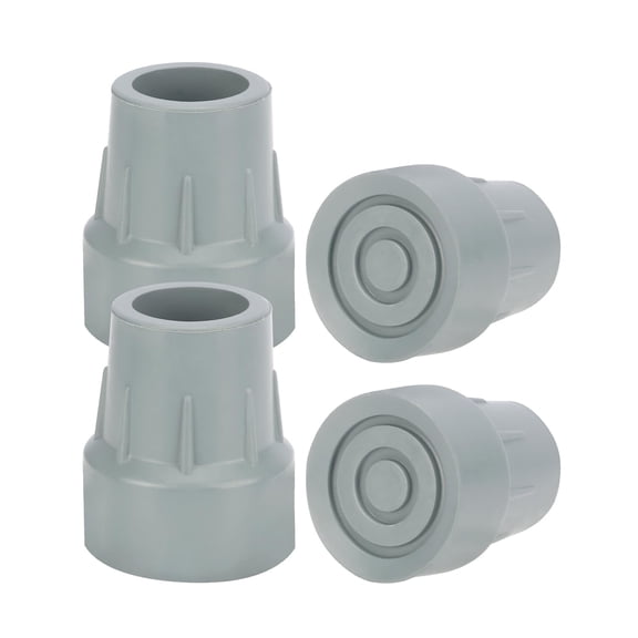 SupreGear 4-Pack 1 inch Cane Tip Replacement Caps, Heavy-Duty Non-Slip Rubber, Gray