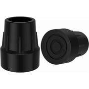SupreGear 2-Pack Cane Tip Replacement Caps, 1 inch Heavy-Duty Non-Slip Rubber, Black