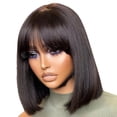 thumbnail image 1 of Supreme 13A Celebrity Grade 100% Unprocessed Human Hair Straight Bob Wig with Bangs 10" Wig- Monique, 1 of 6